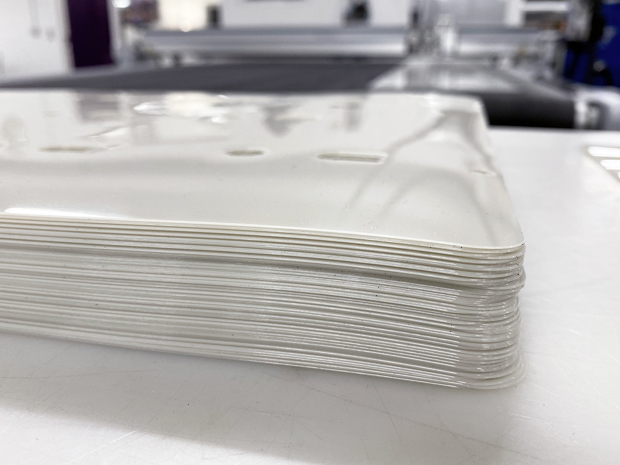 A stack of pieces made from BoPET foil