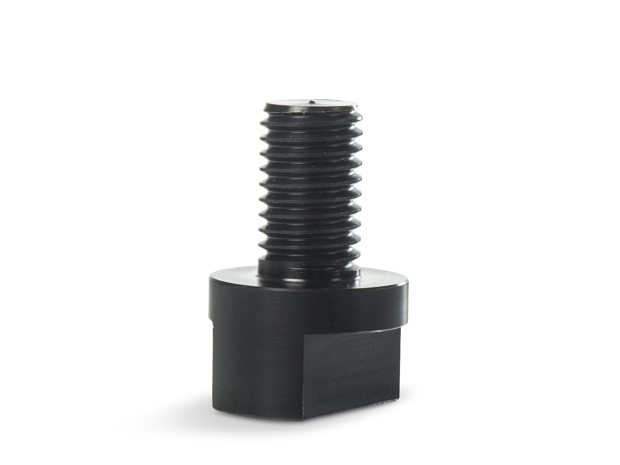 Drejet plastemne lavet hos Induflex med gevind i sort teknisk plast