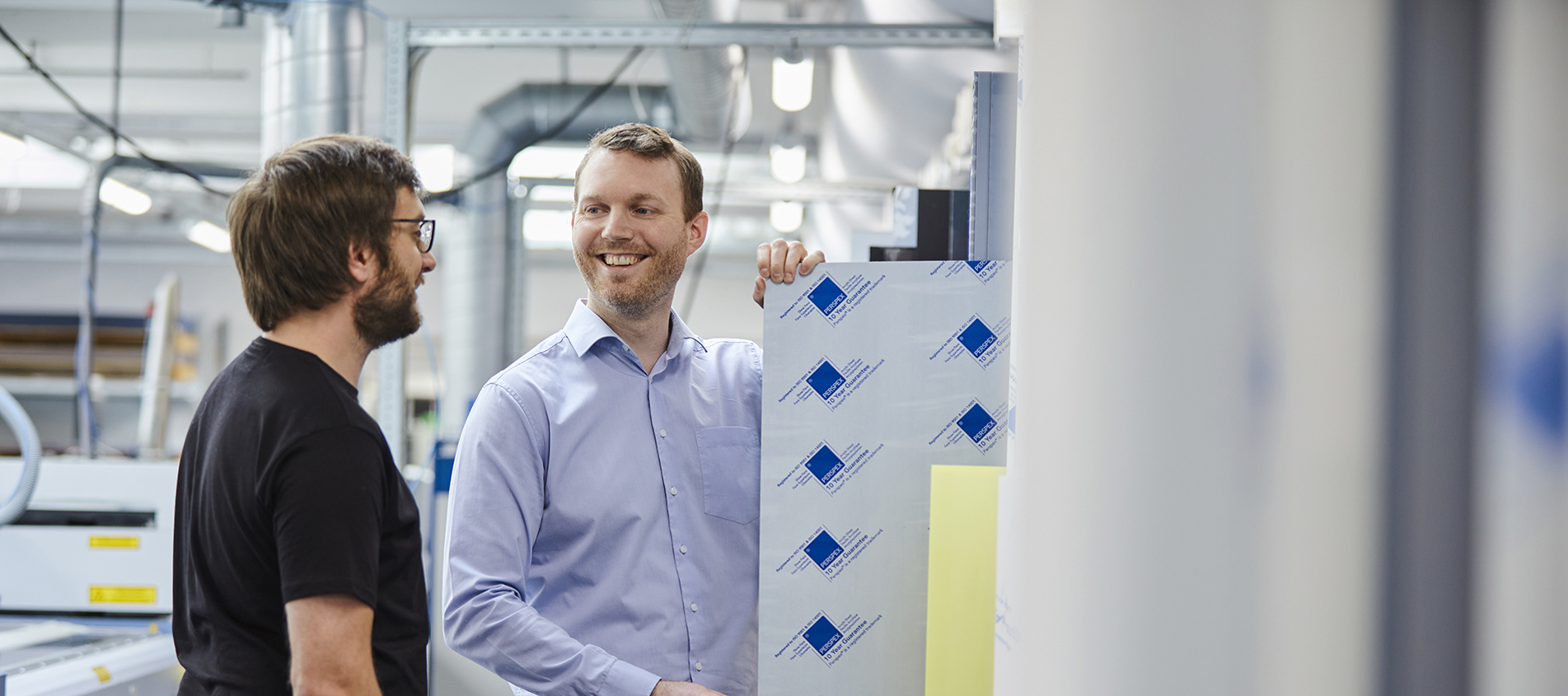 Industry technician and technical manager chooses a plastic sheet from Induflex's inventory