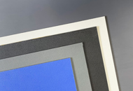 Sheets of ABS in white, black, grey and blue