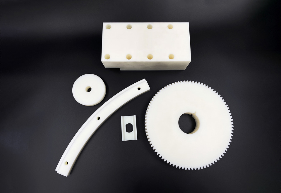 Machine parts made from nylon in the colour nature