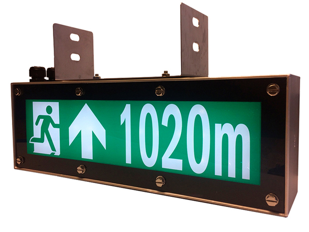 Escape route sign indicating the nearest exit