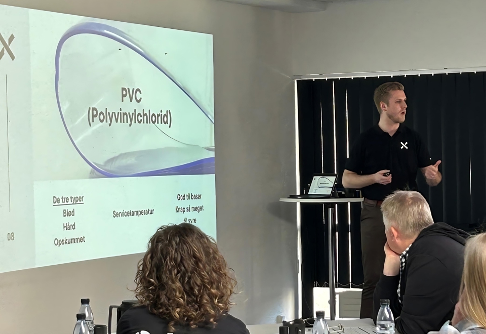  Technical salesman Daniel B. Dam reviewed the transparent plastic types.