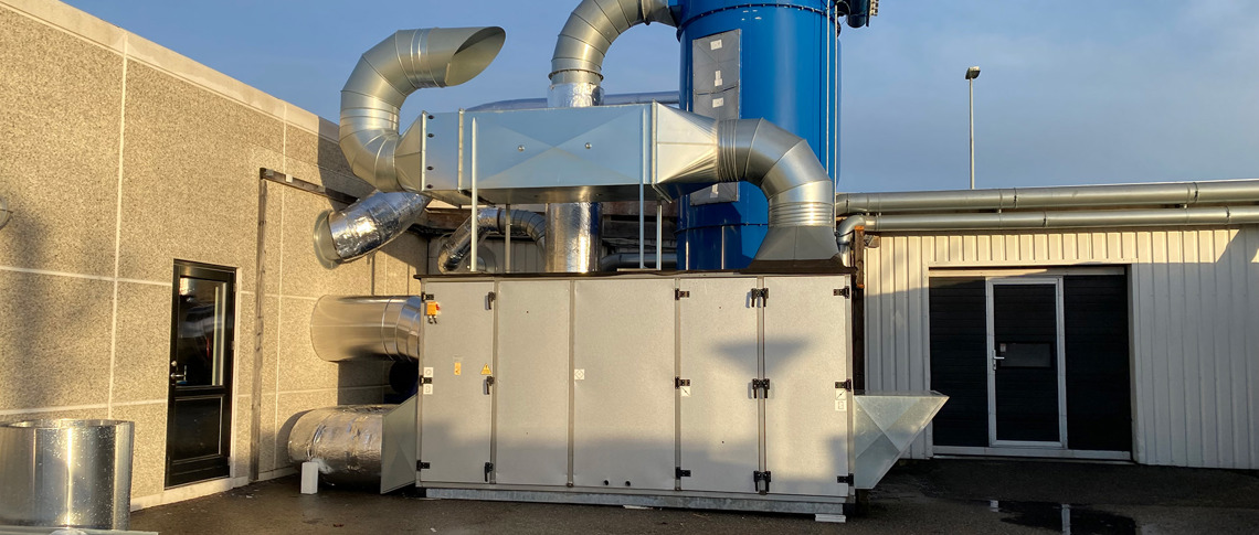 Induflex varmegenvindingsanlæg installeret på bygning