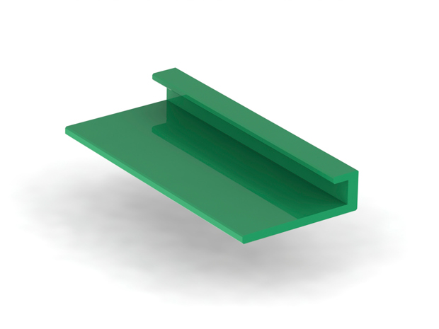 L profil in milled green plastic
